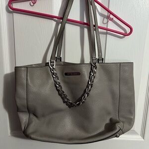 Stylish Michael Kors Gray Leather Tote Bag